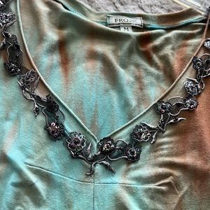 Multi color v neck blouse long sleeve